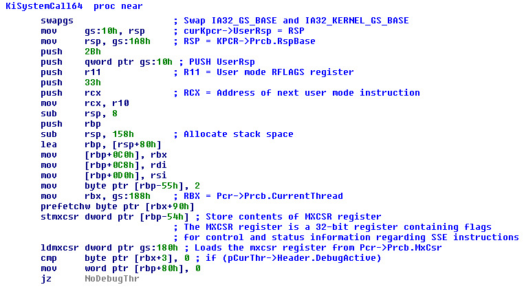 Windows 8.1 KiSystemCall64 Windows 8.1 “KiSystemCall64” routine